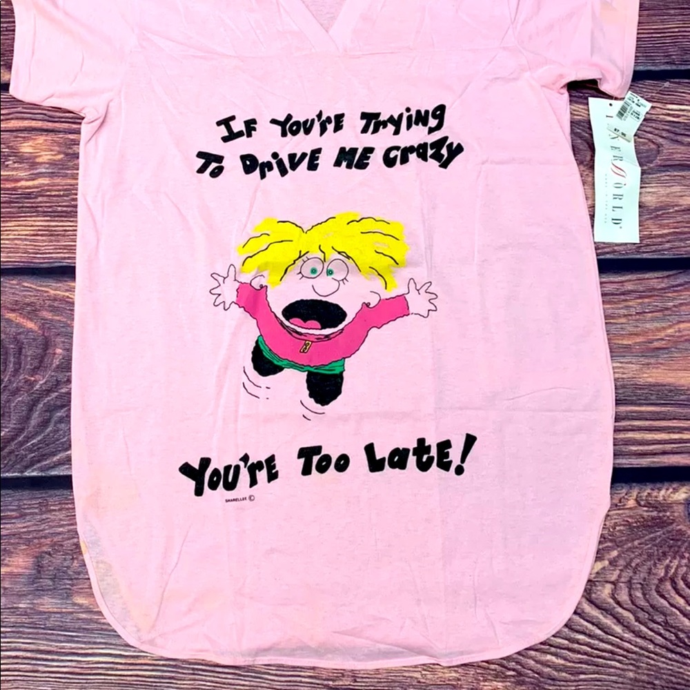NWT"S VTG 90's Night Gown Women's One Size Fits All Shirt Cartoon Funny Cute